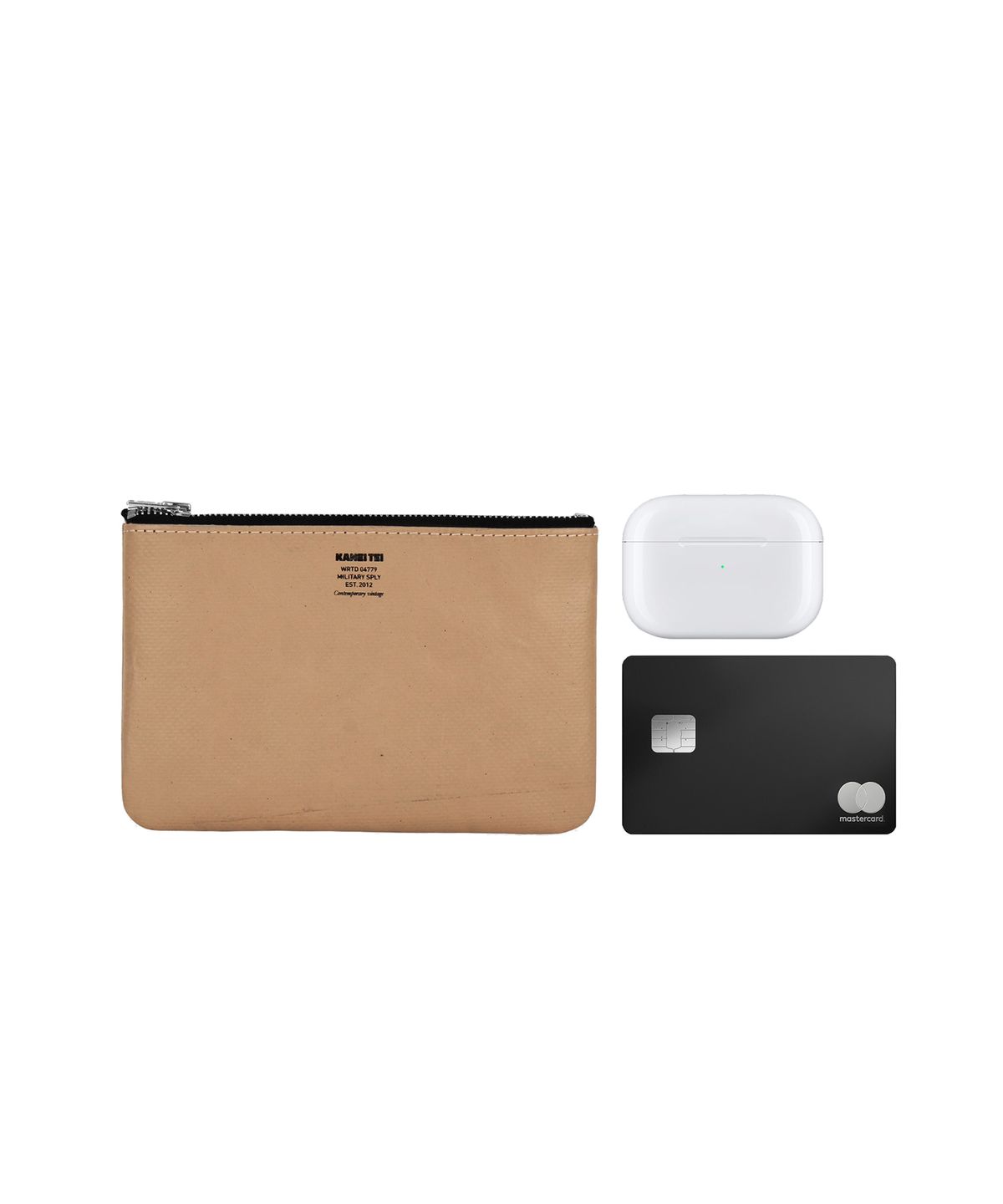 카네이테이(KANEITEI) TIGER FLAT POUCH S (BEIGE) / UPCYCLED