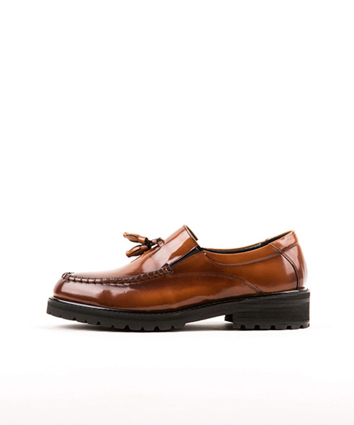 레더리스(LEATHERLESS) # 0254 / 오버솔 투톤 테슬 로퍼 / 브라운 / for men