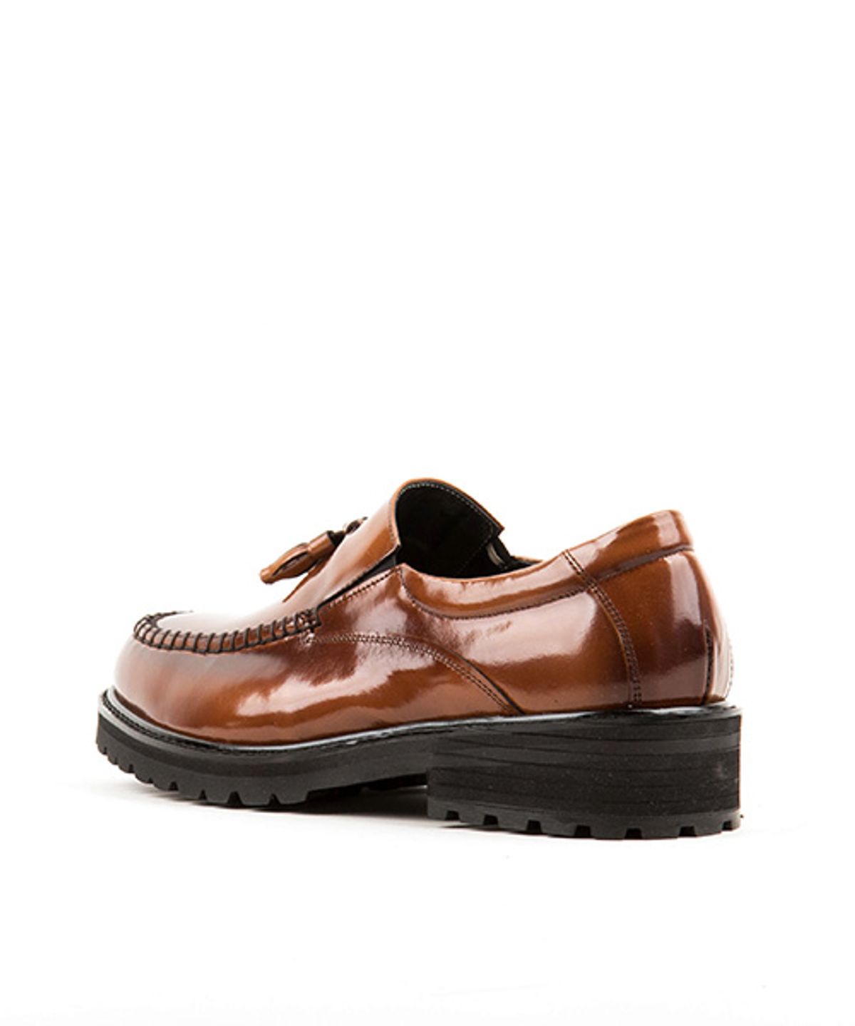 레더리스(LEATHERLESS) # 0254 / 오버솔 투톤 테슬 로퍼 / 브라운 / for men