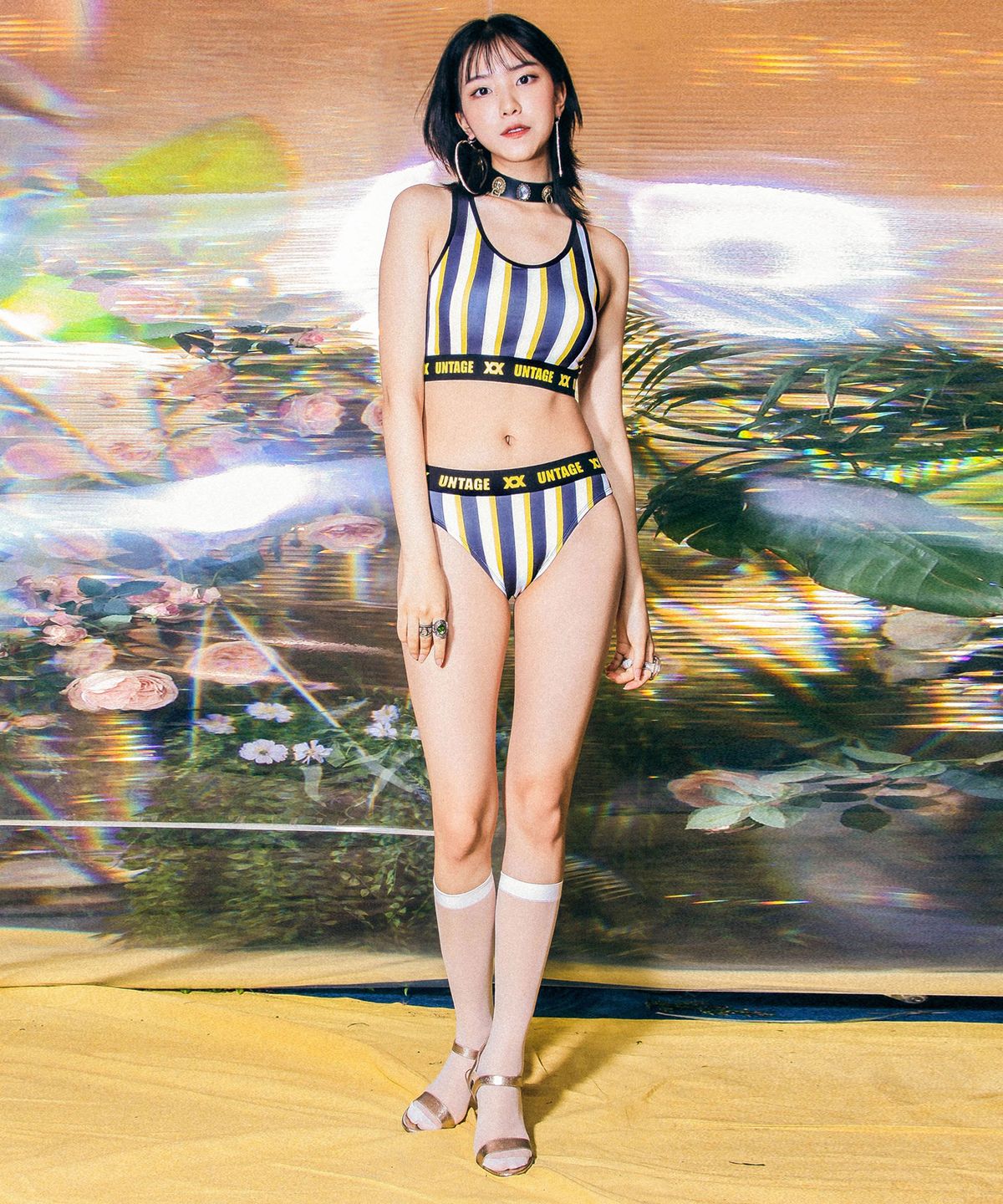 언티지(UNTAGE) UWS-SS16 스트라이프 비키니 탑 브라[yellow(WOMAN)]