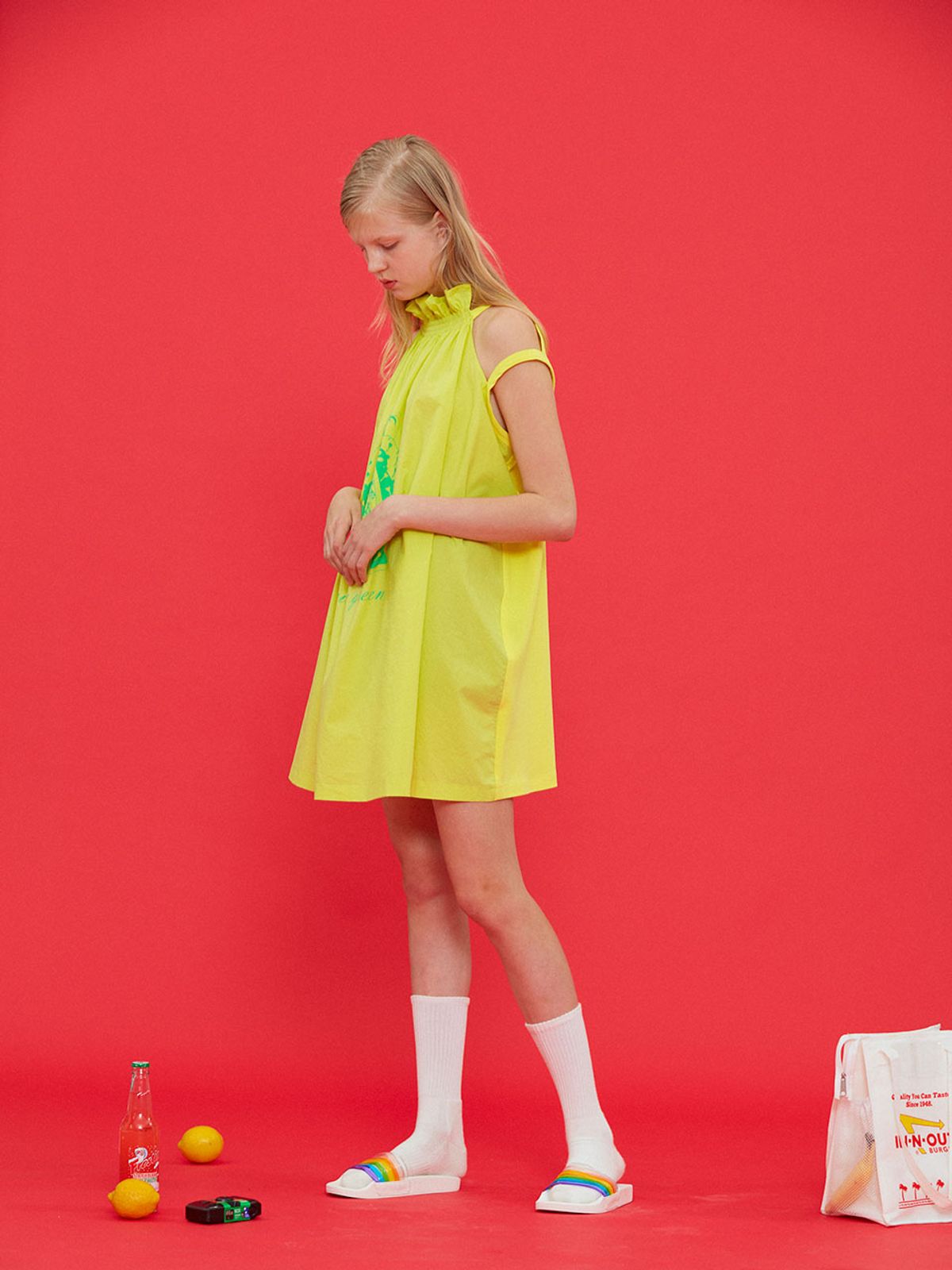 미미카위(MIMICAWE) QUEEN HIGH MINI DRESS/YELLOW
