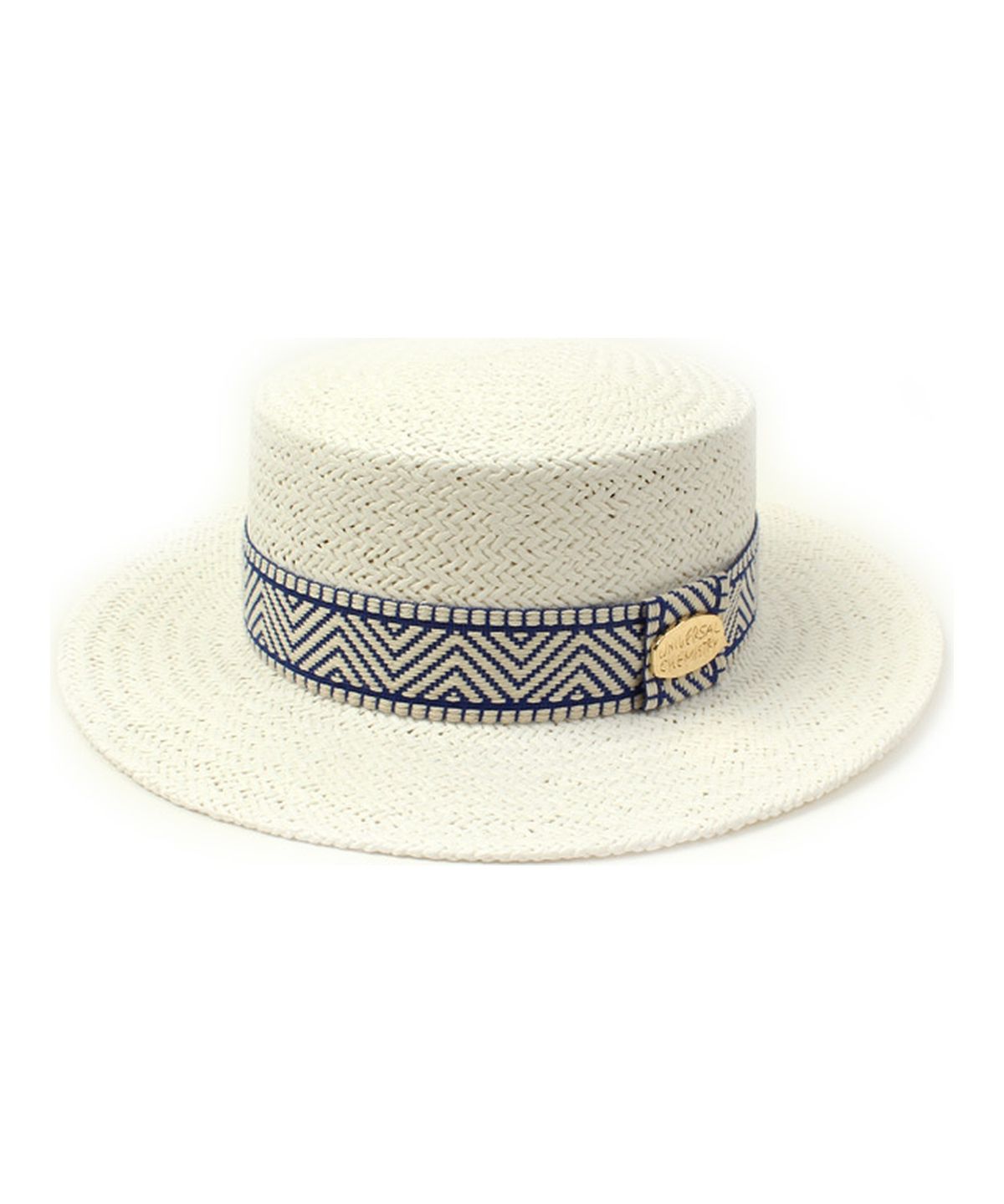유니버셜 케미스트리(UNIVERSAL CHEMISTRY) Blue Mono Line White Panama Hat 파나마햇