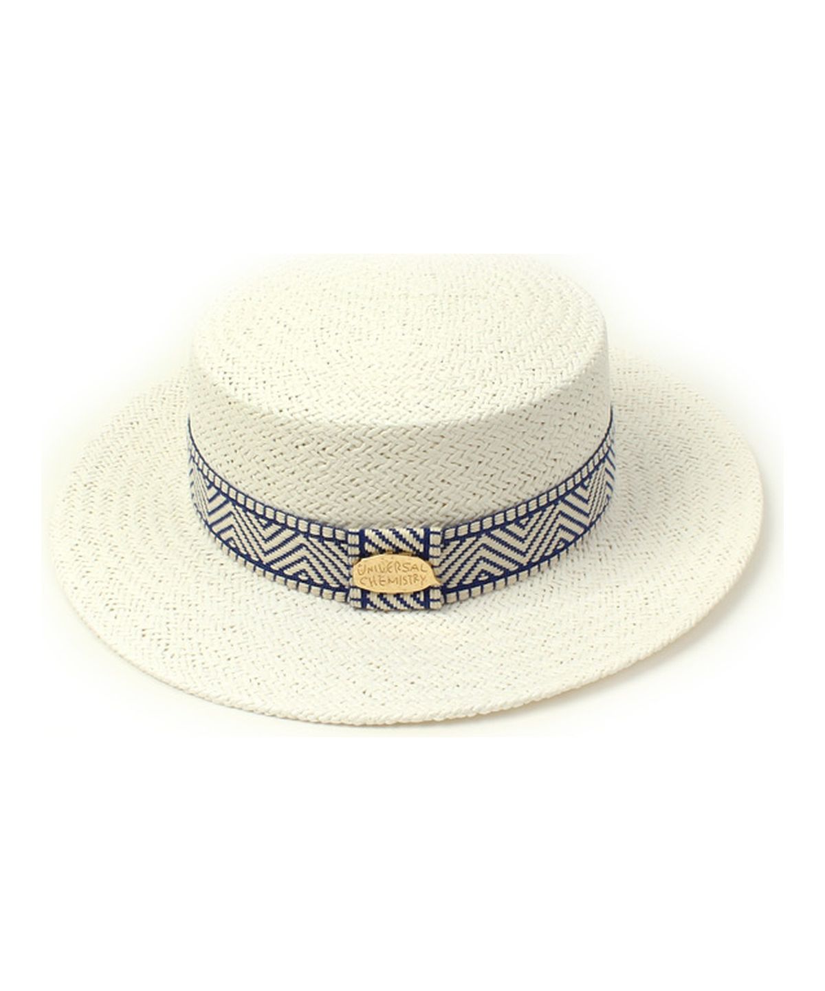 유니버셜 케미스트리(UNIVERSAL CHEMISTRY) Blue Mono Line White Panama Hat 파나마햇