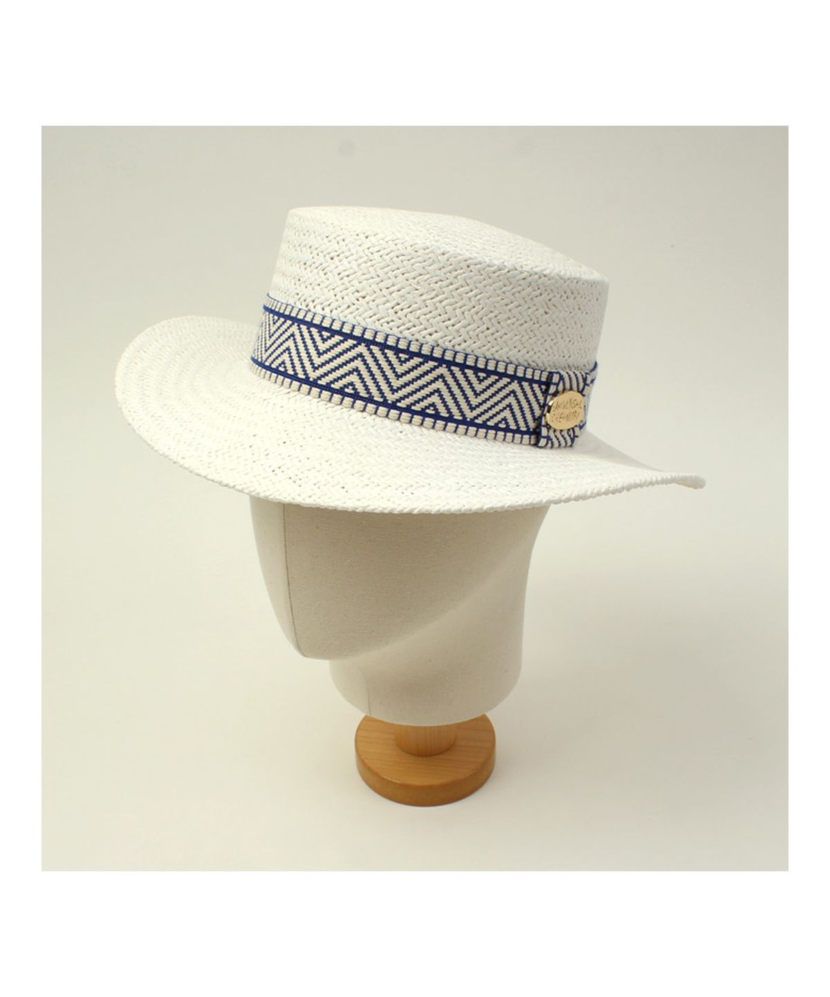 유니버셜 케미스트리(UNIVERSAL CHEMISTRY) Blue Mono Line White Panama Hat 파나마햇