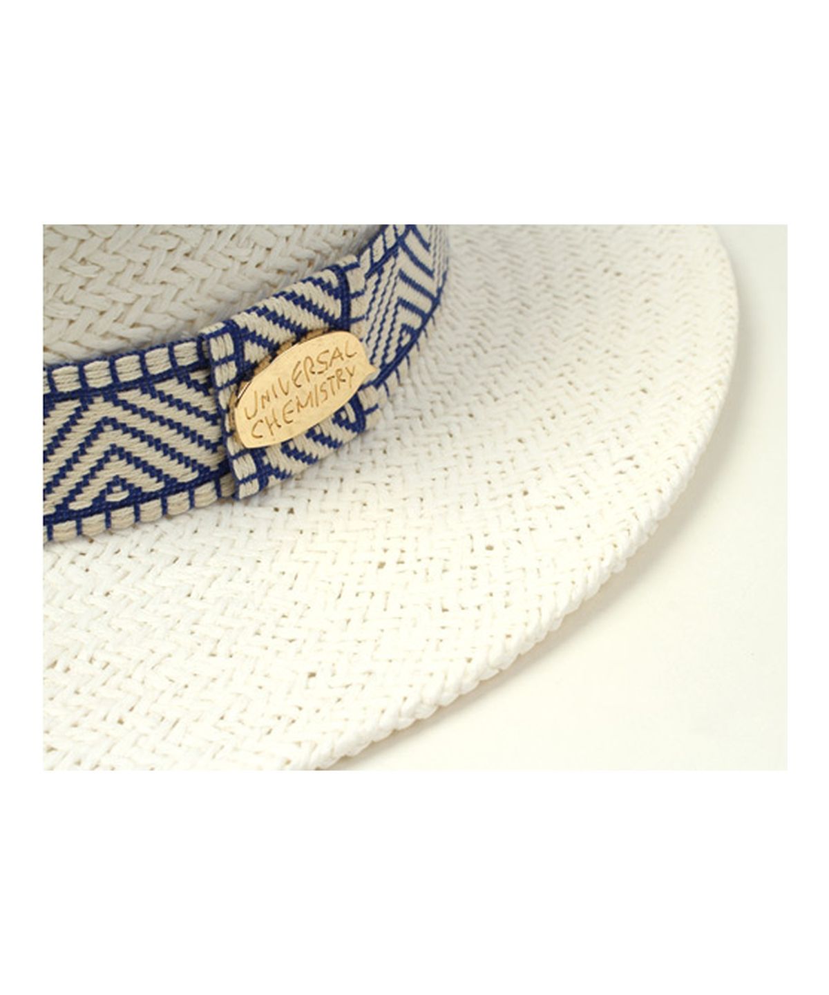 유니버셜 케미스트리(UNIVERSAL CHEMISTRY) Blue Mono Line White Panama Hat 파나마햇