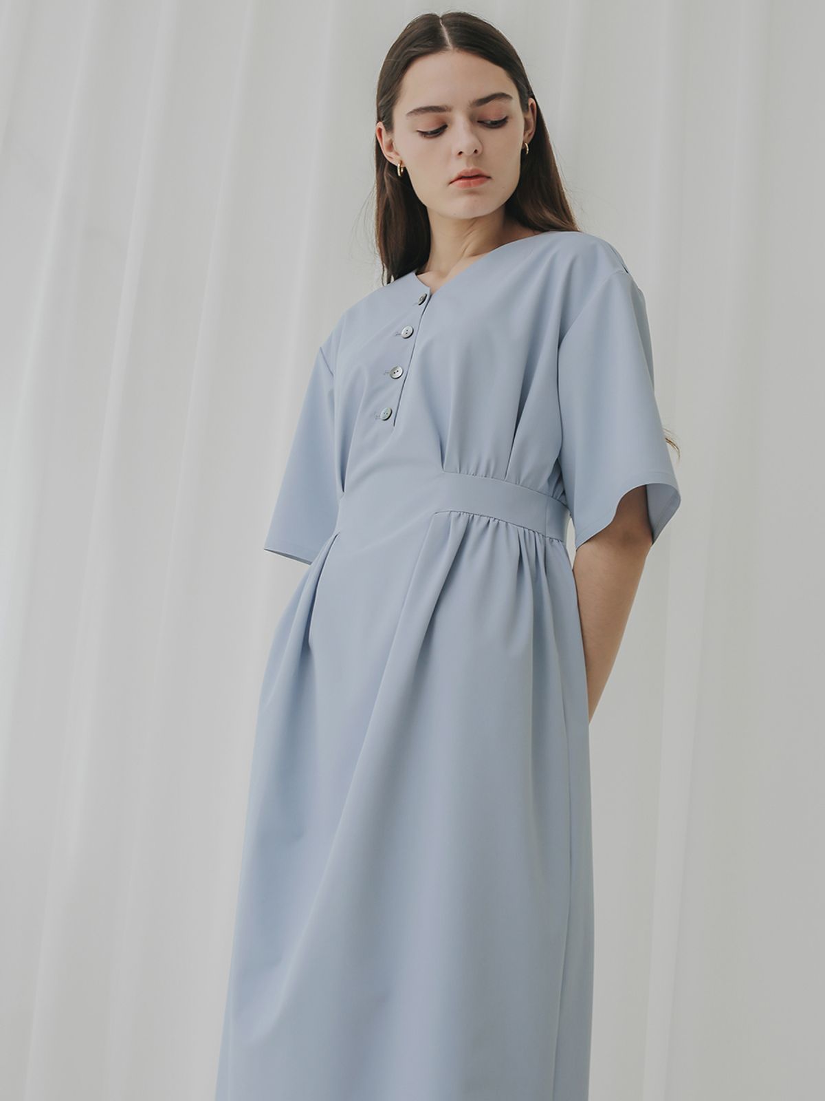 엣드맹(ETDEMAIN) 001 V-neck Summer Dress(Blue)