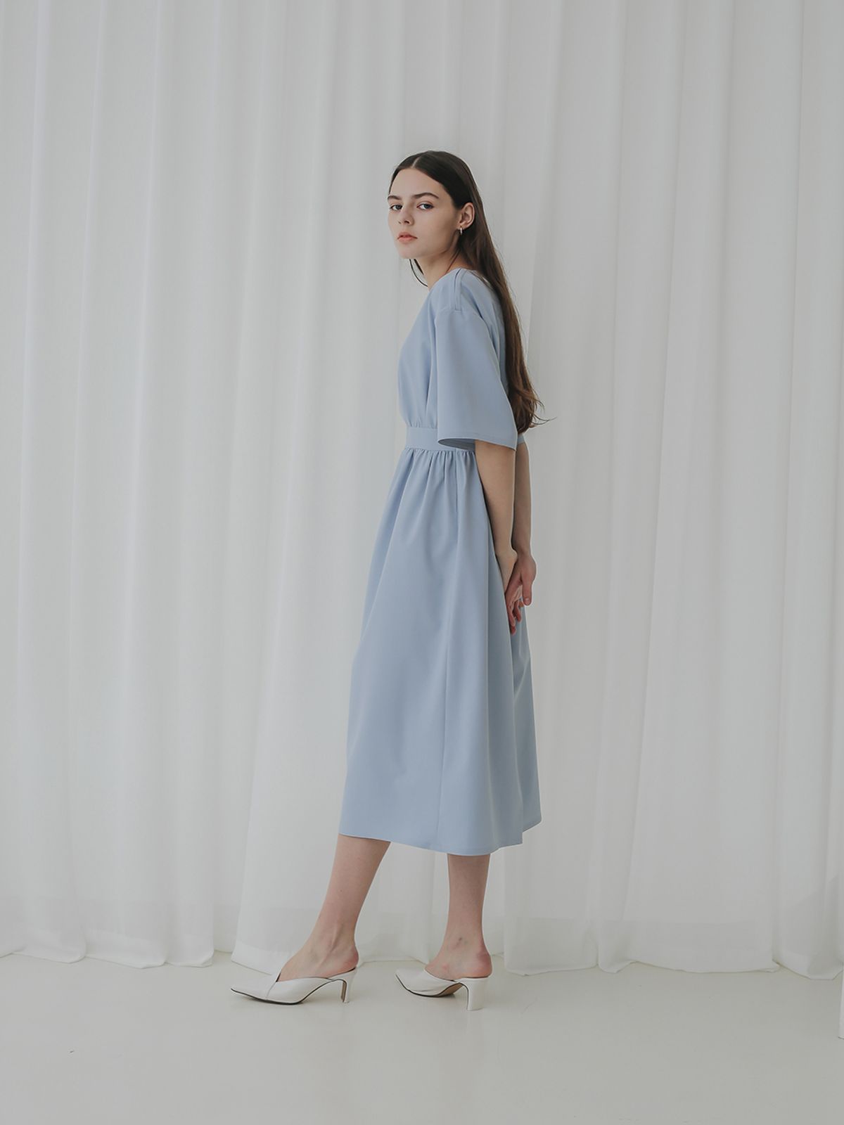 엣드맹(ETDEMAIN) 001 V-neck Summer Dress(Blue)