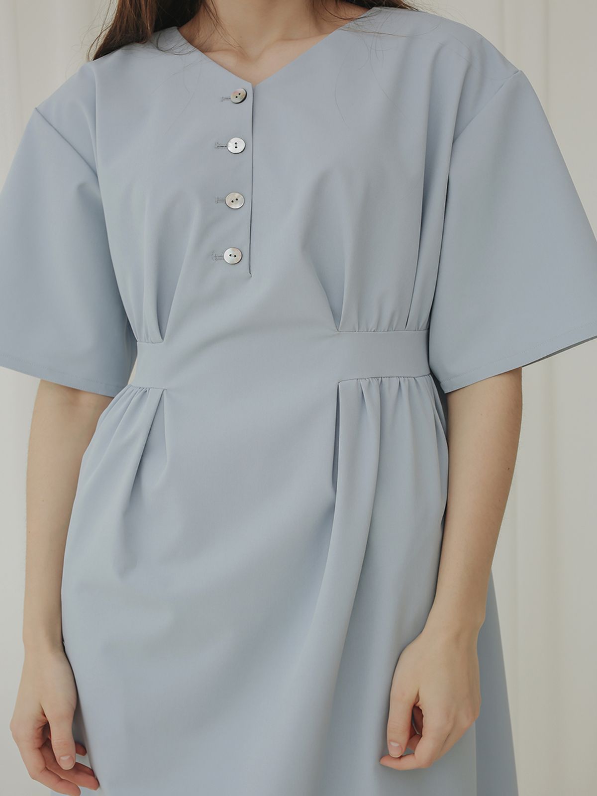 엣드맹(ETDEMAIN) 001 V-neck Summer Dress(Blue)