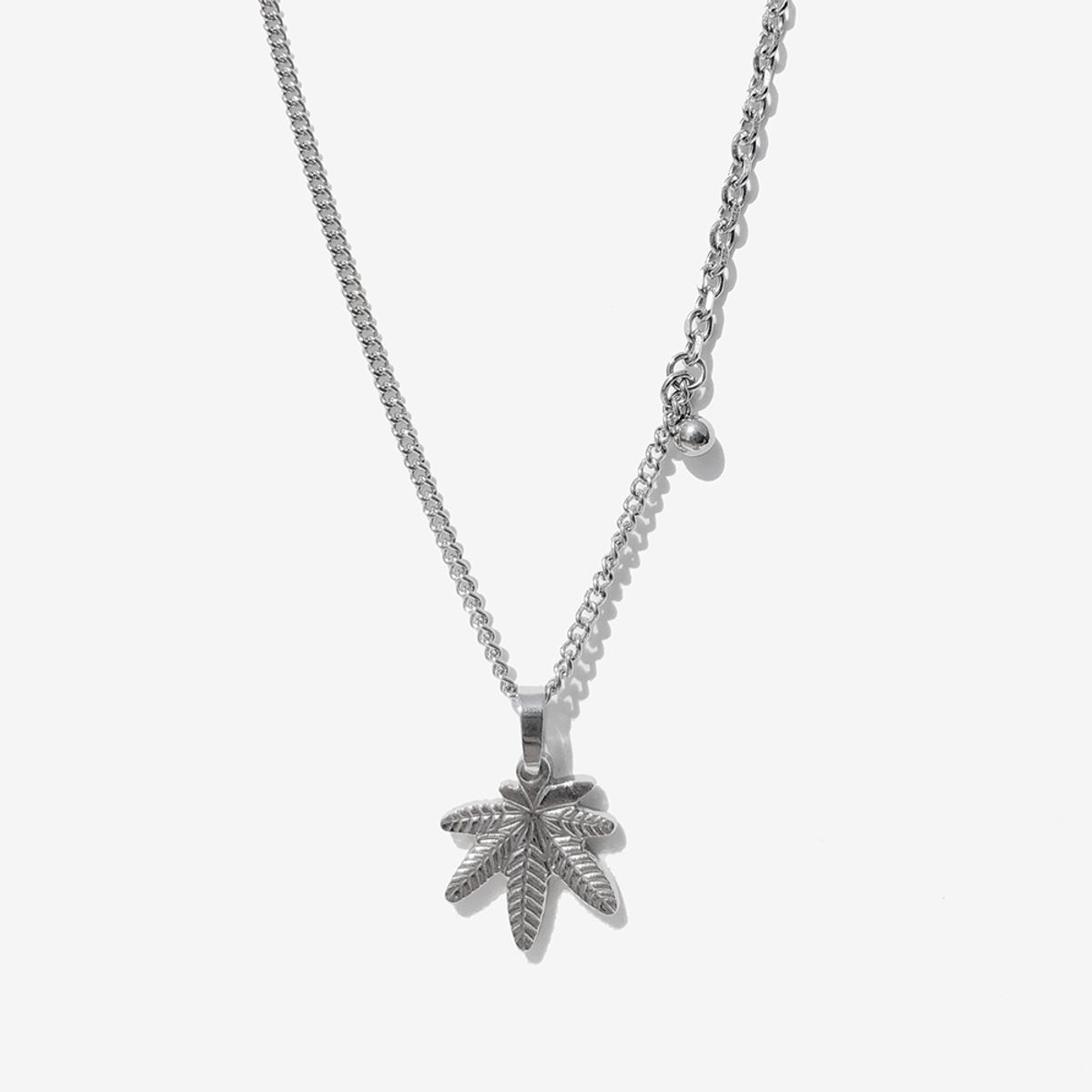 러쉬오프(RUSH OFF) Surgical Steel Deep Weed Pendant Chain Necklace  / 딥 위드 펜던트 체인목걸이