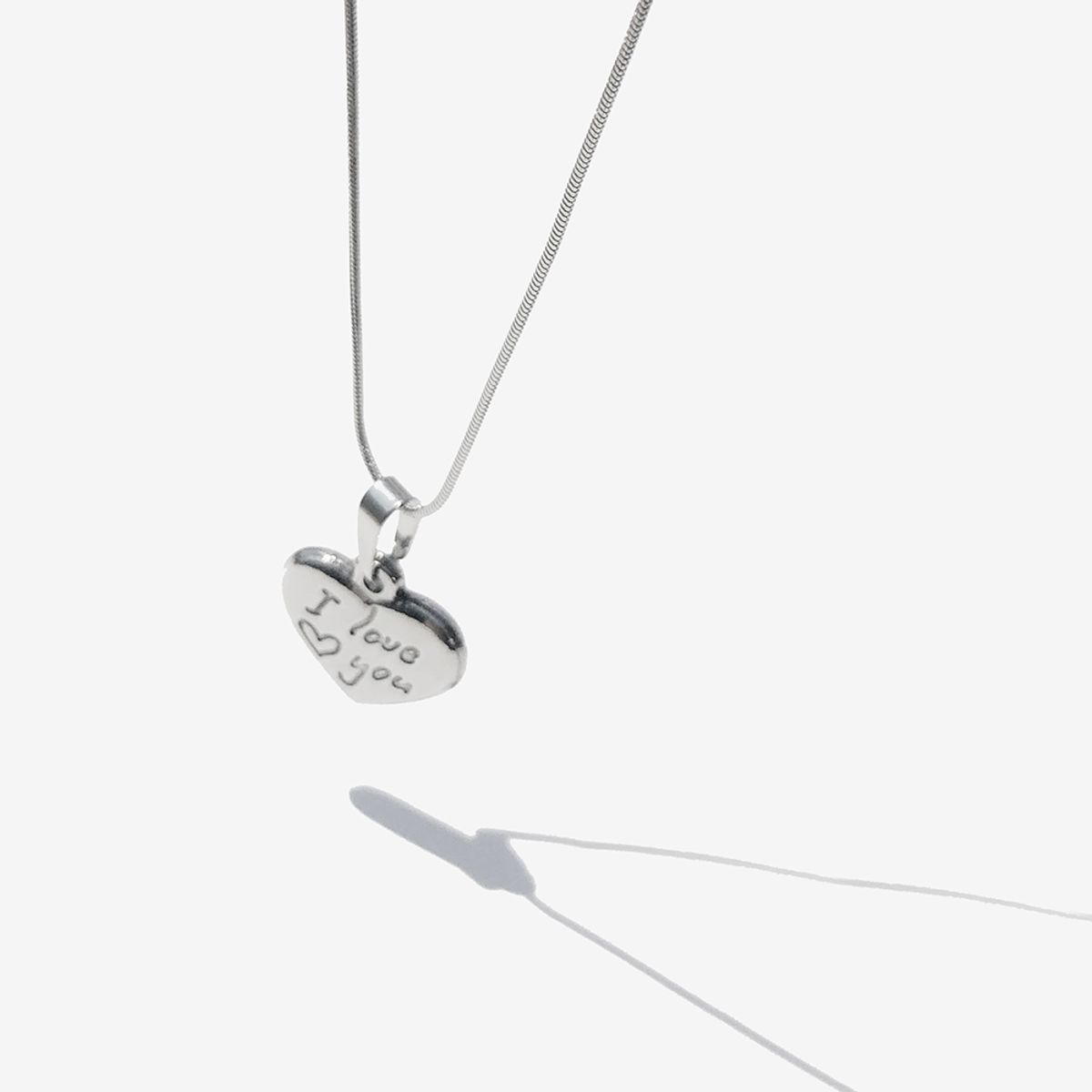 러쉬오프(RUSH OFF) Surgical Steel I LOVE YOU Pendant Snake Chain Necklace  / 아이 러브유 뱀줄 체인 목걸이