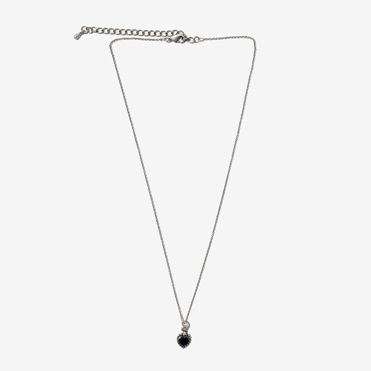 러쉬오프(RUSH OFF) Black Heart pendant Chain Necklace  / 블랙 하트 펜던트 체인 목걸이 (은도금)