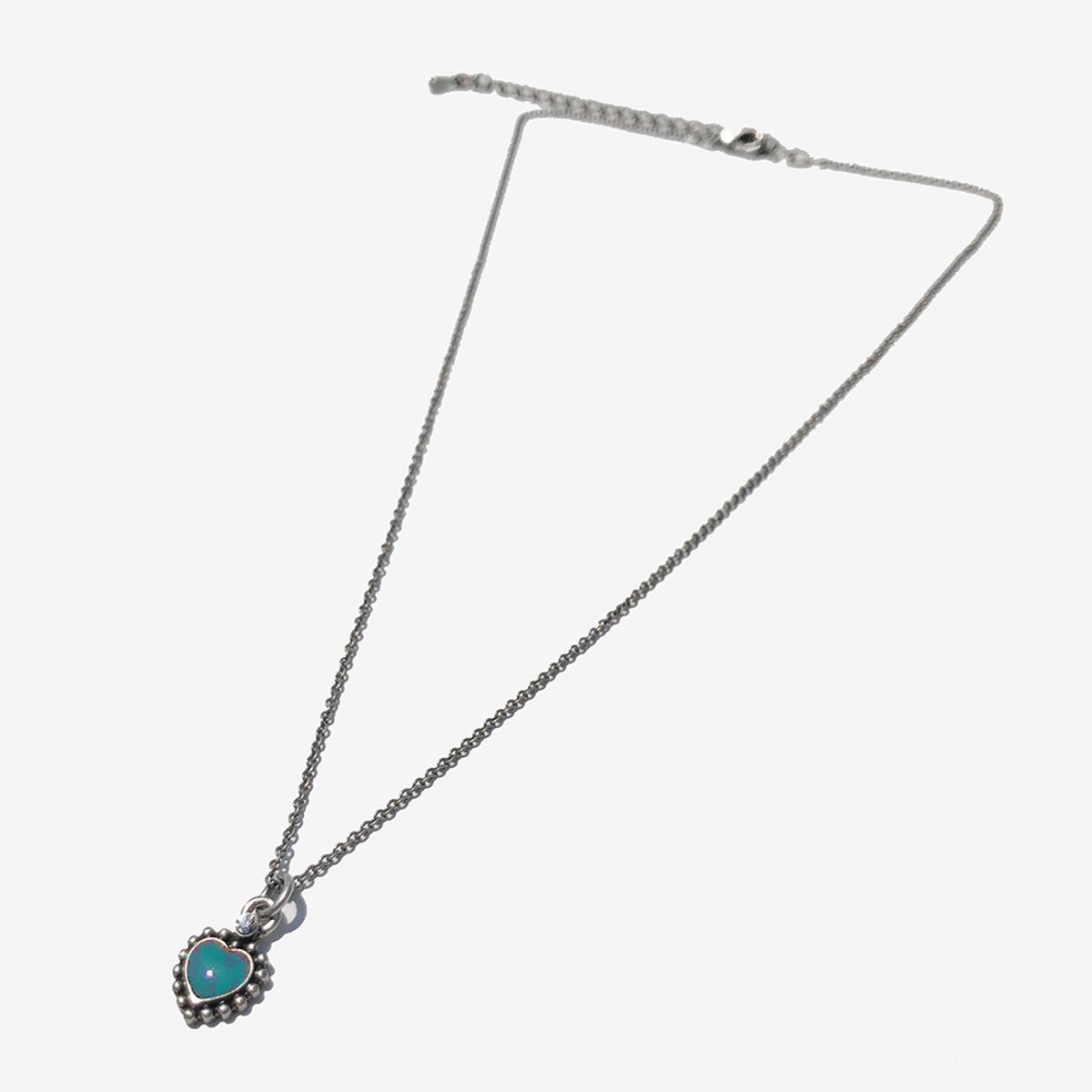 러쉬오프(RUSH OFF) Sky-Blue Heart pendant Chain Necklace  / 스카이블루 하트 펜던트 체인 목걸이 (은도금)