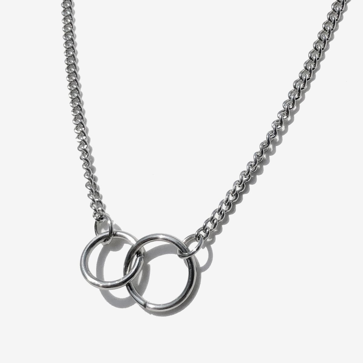 러쉬오프(RUSH OFF) Surgical Steel Double Circle Pendant Chain Bracelet / 더블써클 펜던트 체인 팔찌-발찌