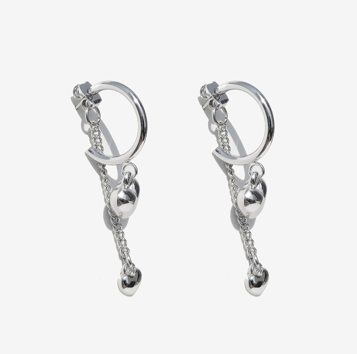 러쉬오프(RUSH OFF) Love Me Heart Ring Earring  / 러브미 하트 링귀걸이 (은침)