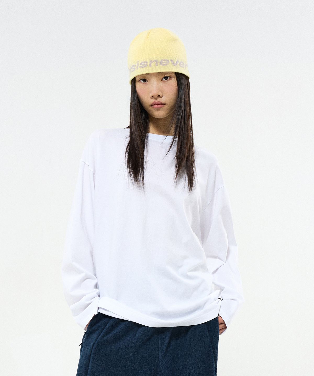 미니멀프로젝트(MINIMALPROJECT) 피그먼트 워시드 오버핏 롱 슬리브 티셔츠 MLT105 [WHITE]