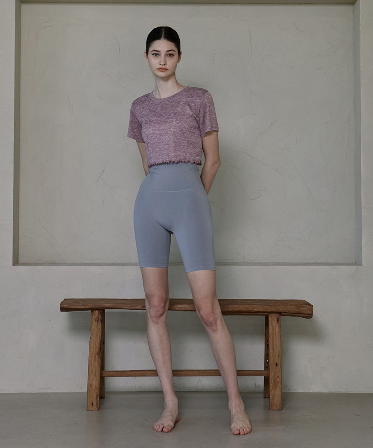 데비웨어(DEVIWEAR) 여성 요가복 DEVI-T0018-미스트 핑크 필라테스 뉴웨이브 홀릭크롭