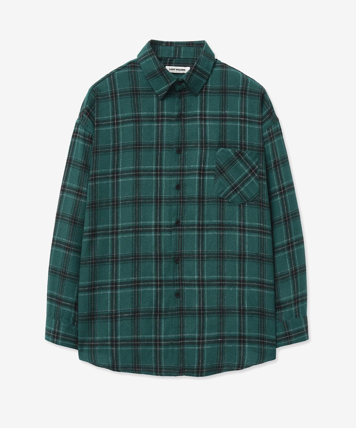 레이디 볼륨(LADY VOLUME) [ 남/여] Overfit vintage check shirt_green