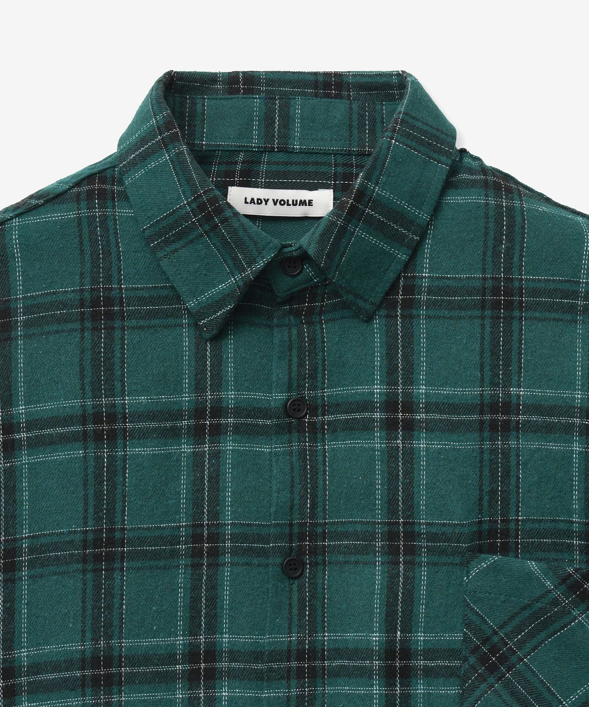 레이디 볼륨(LADY VOLUME) [ 남/여] Overfit vintage check shirt_green