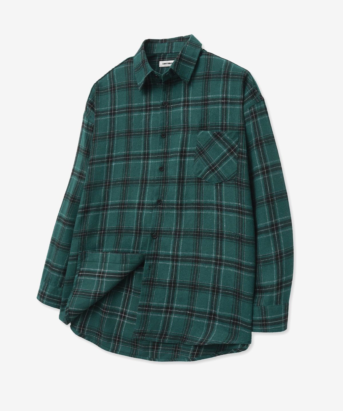 레이디 볼륨(LADY VOLUME) [ 남/여] Overfit vintage check shirt_green