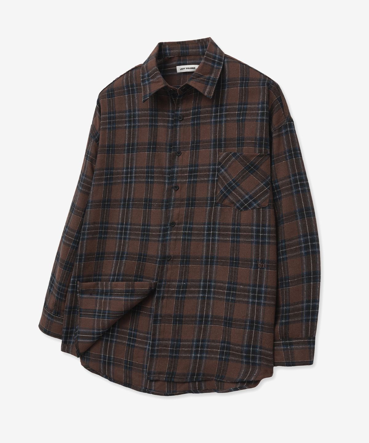 레이디 볼륨(LADY VOLUME) [ 남/여] Overfit vintage check shirt_brown