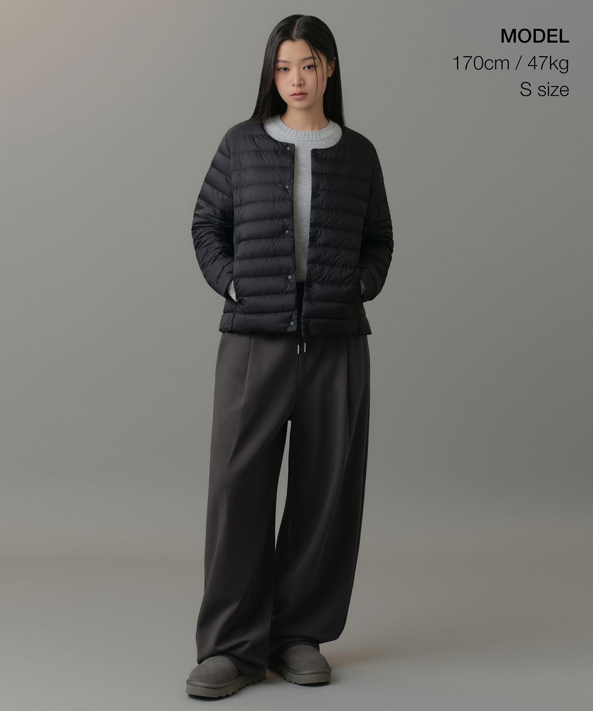무신사 스탠다드 우먼(MUSINSA STANDARD WOMAN) 우먼즈 트랜스폼 라운드 넥 라이트 다운 재킷 [블랙]