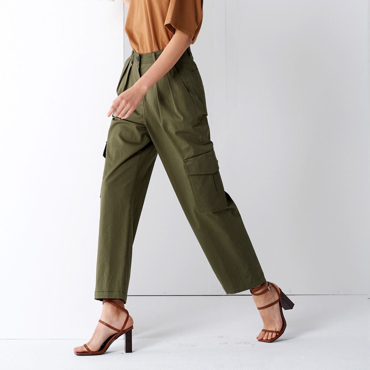 핀블랙(PINBLACK) COTTON CARGO PANTS KHAKI