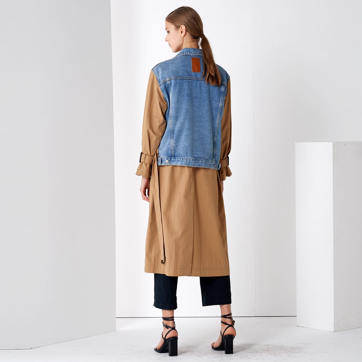 핀블랙(PINBLACK) DENIM MIX TRENCH COAT BEIGE