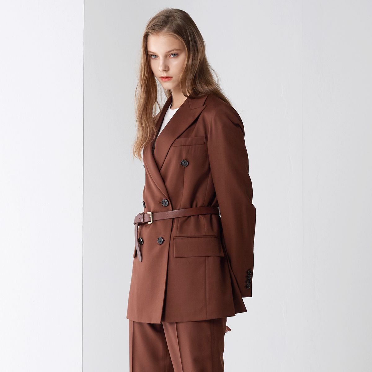 핀블랙(PINBLACK) DOUBLE SET-UP JACKET BROWN
