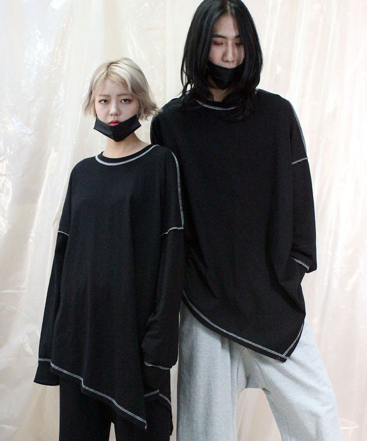 드마크(DEMARC) 언발란스 오버핏 티셔츠 블랙