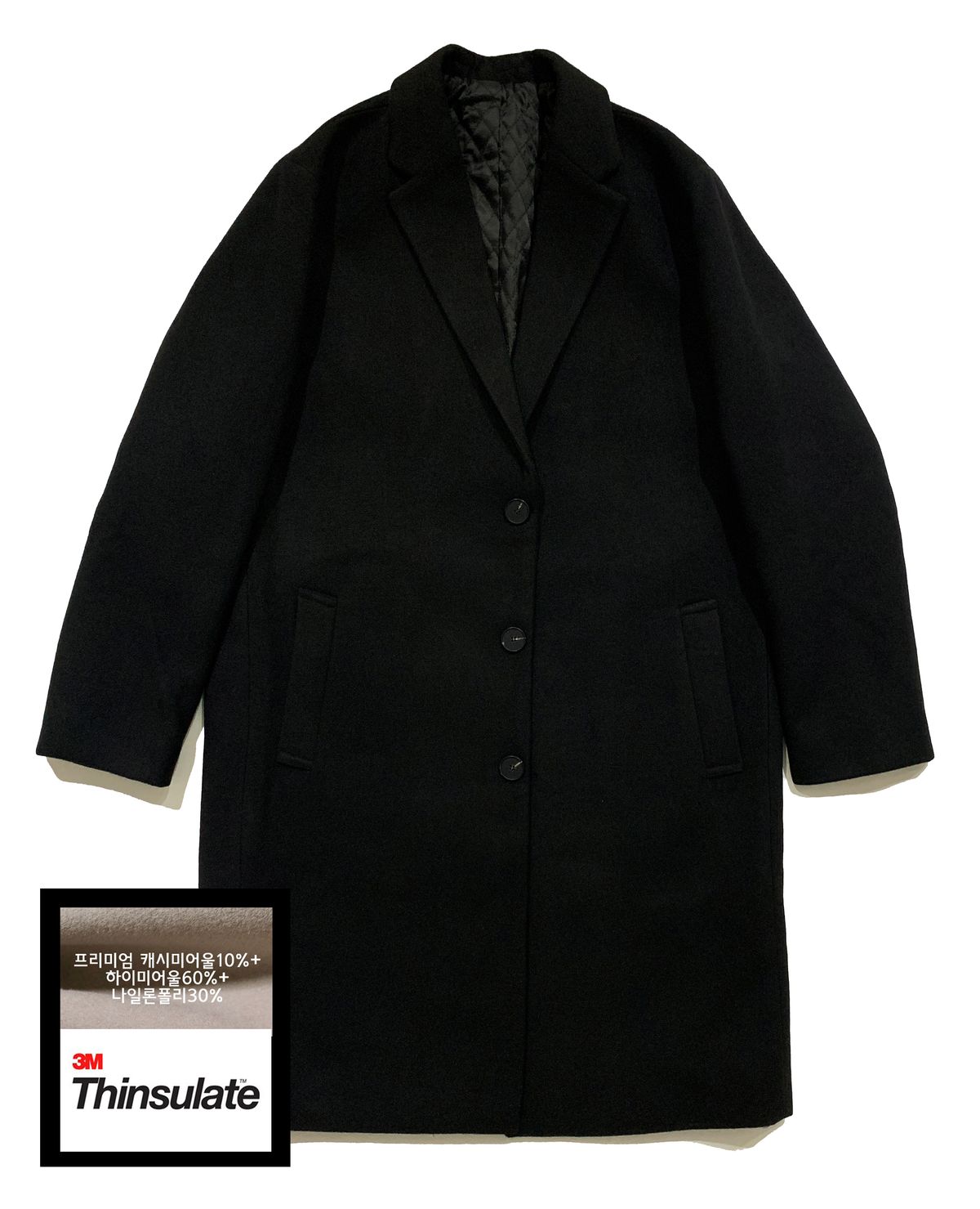 아타르(ATAR) 싱글 울 코트 블랙(신슐레이트 안감)