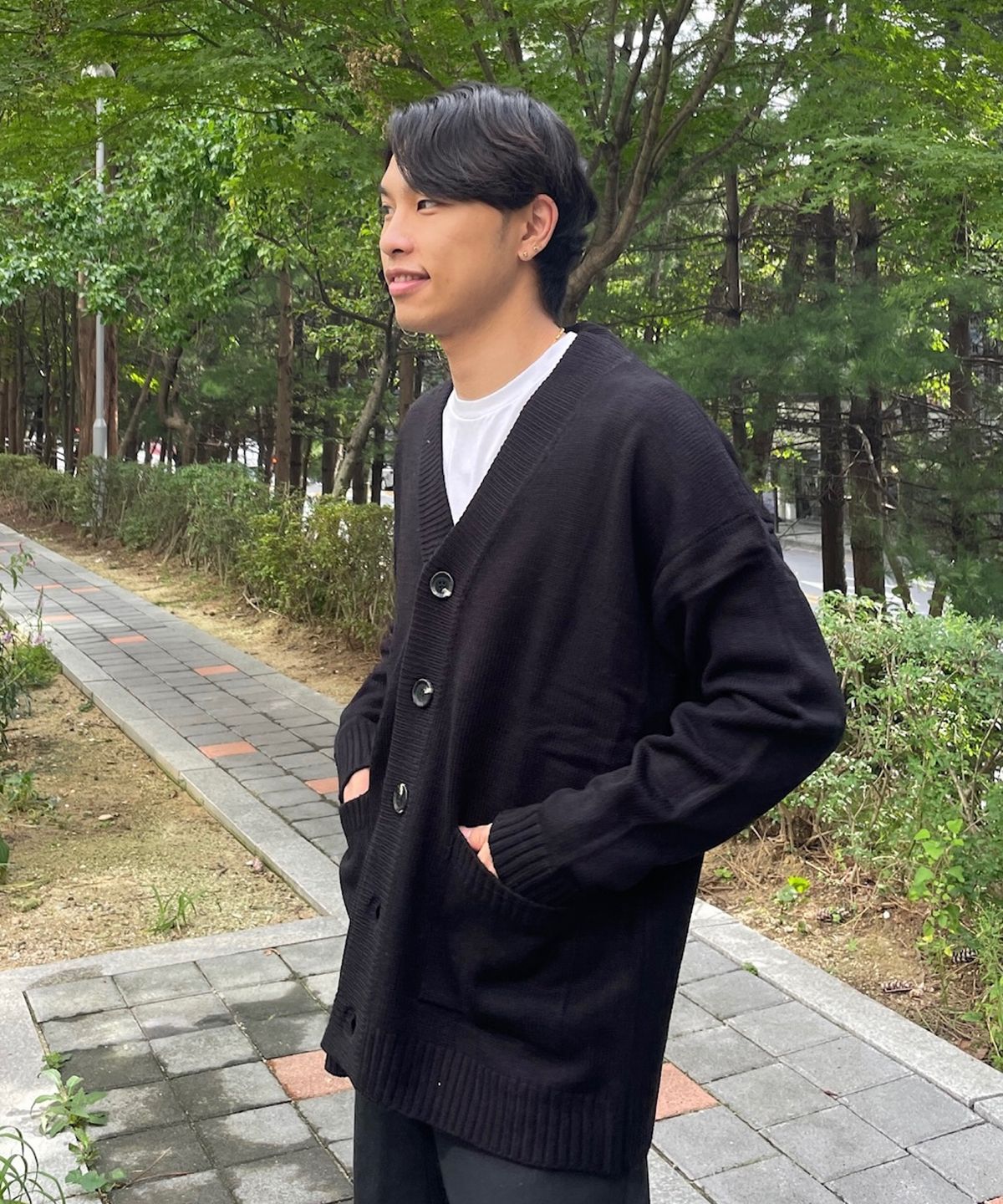 블론드나인(BLOND9) 베이직 니트 가디건_블랙