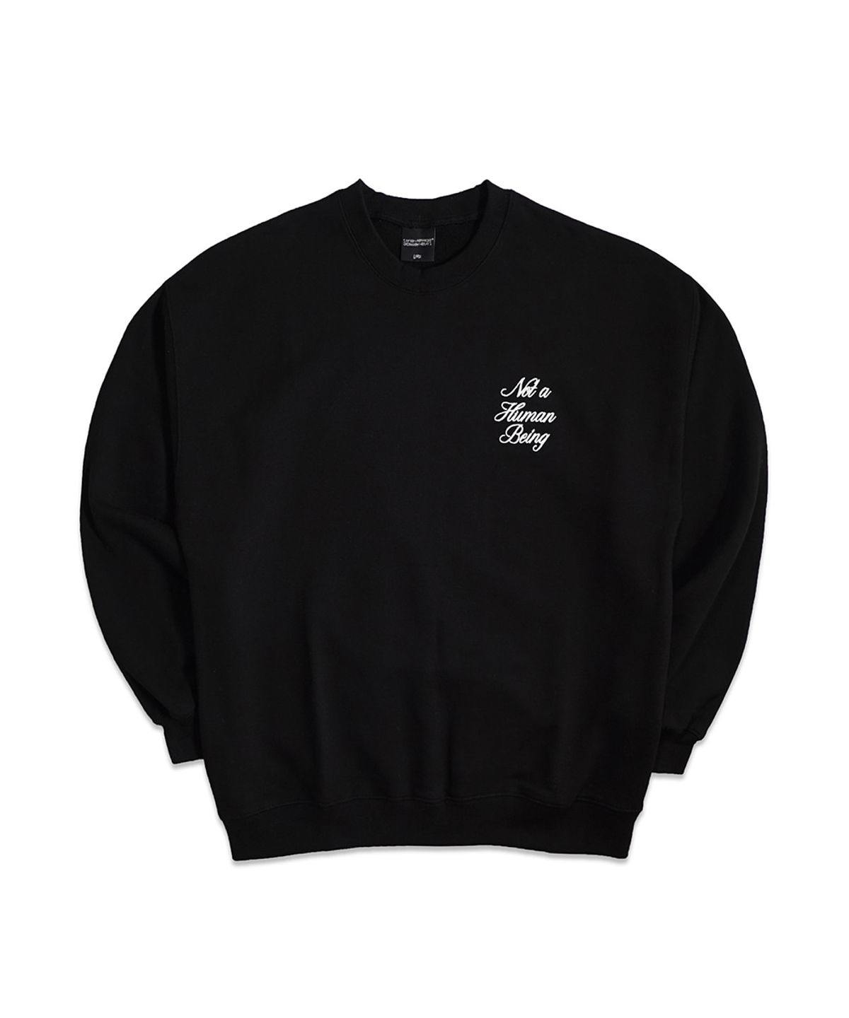 아임낫어휴먼비잉(I AM NOT A HUMAN BEING) New Basic Script Crewneck Shirts - Black