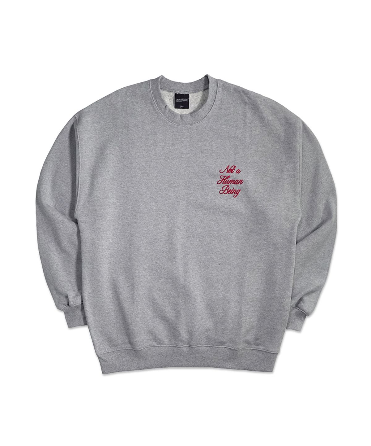 아임낫어휴먼비잉(I AM NOT A HUMAN BEING) New Basic Script Crewneck Shirts - Grey