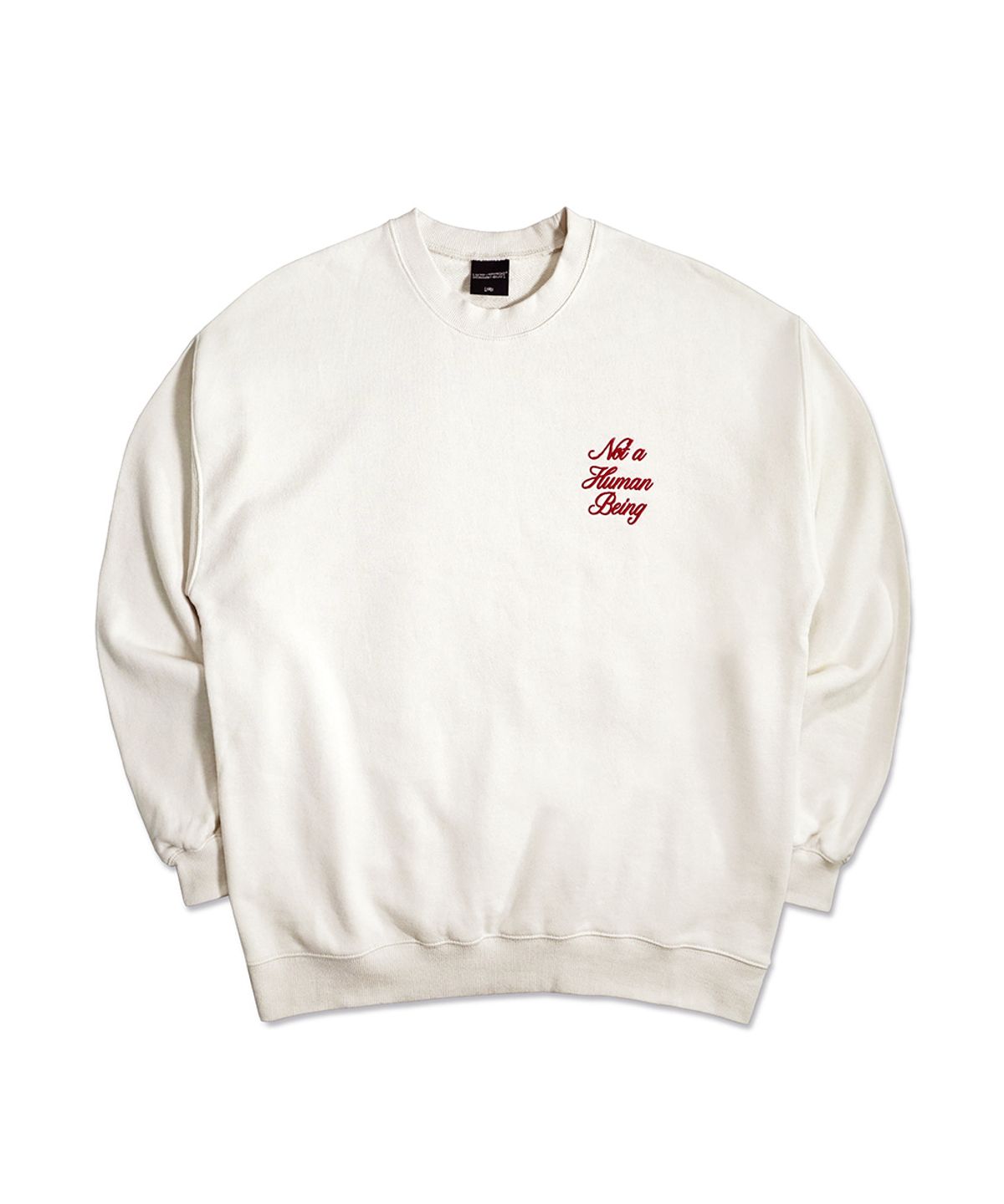 아임낫어휴먼비잉(I AM NOT A HUMAN BEING) New Basic Script Crewneck Shirts - Beige
