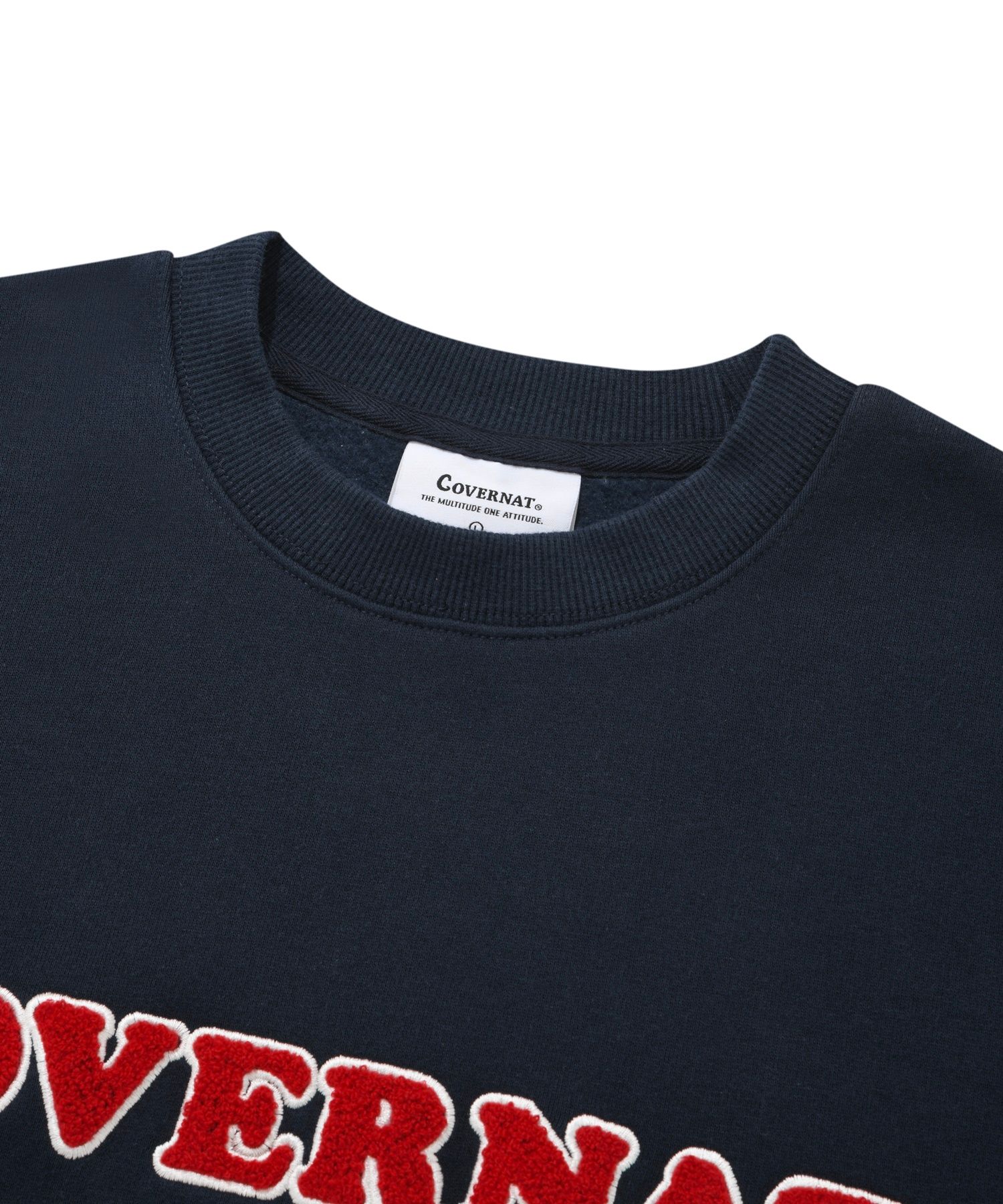 MUSINSA | COVERNAT Boucle Cooper Logo Brushed Sweatshirt Navy