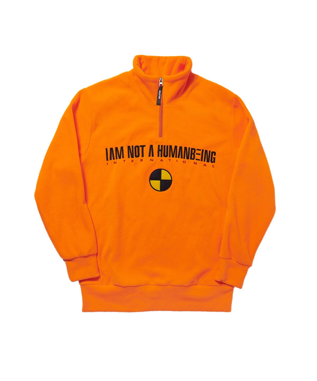 아임낫어휴먼비잉(I AM NOT A HUMAN BEING) Be Safe Half-zip up Fleece Shirts - Orange