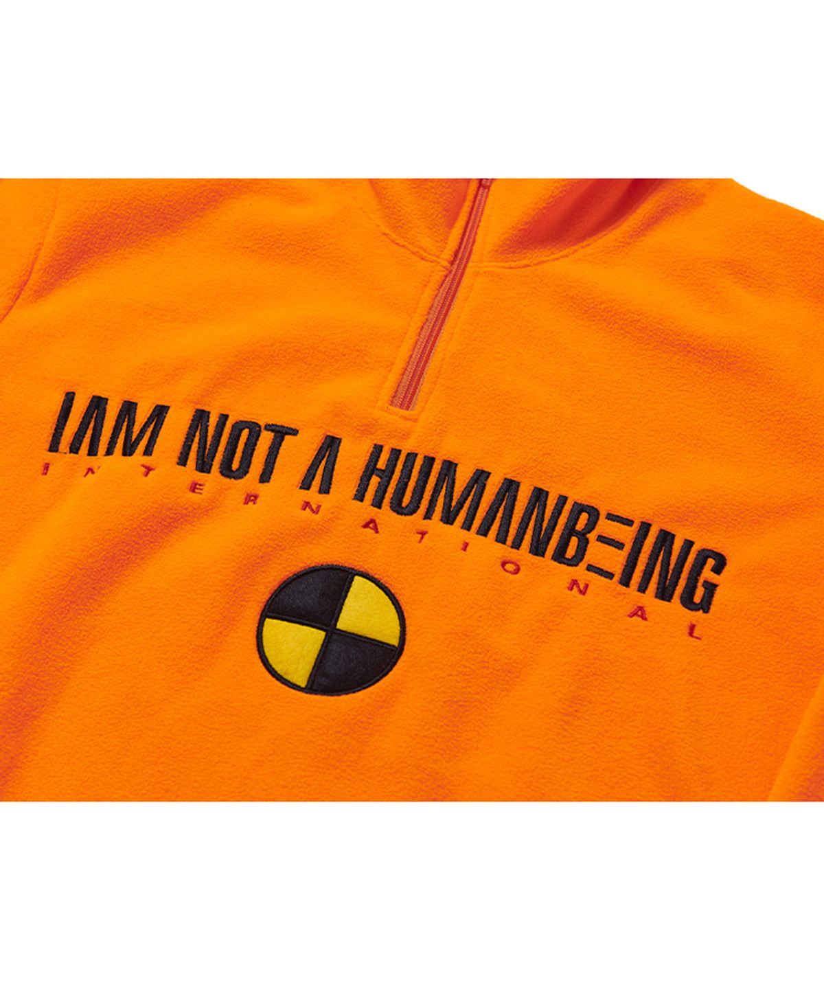 아임낫어휴먼비잉(I AM NOT A HUMAN BEING) Be Safe Half-zip up Fleece Shirts - Orange