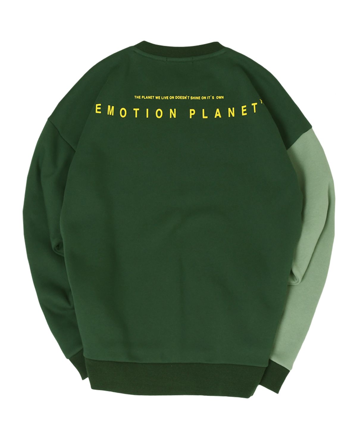 이모션플래닛(EMOTION PLANET) 하프 엔 하프  오버 스웻 셔츠 (카키)