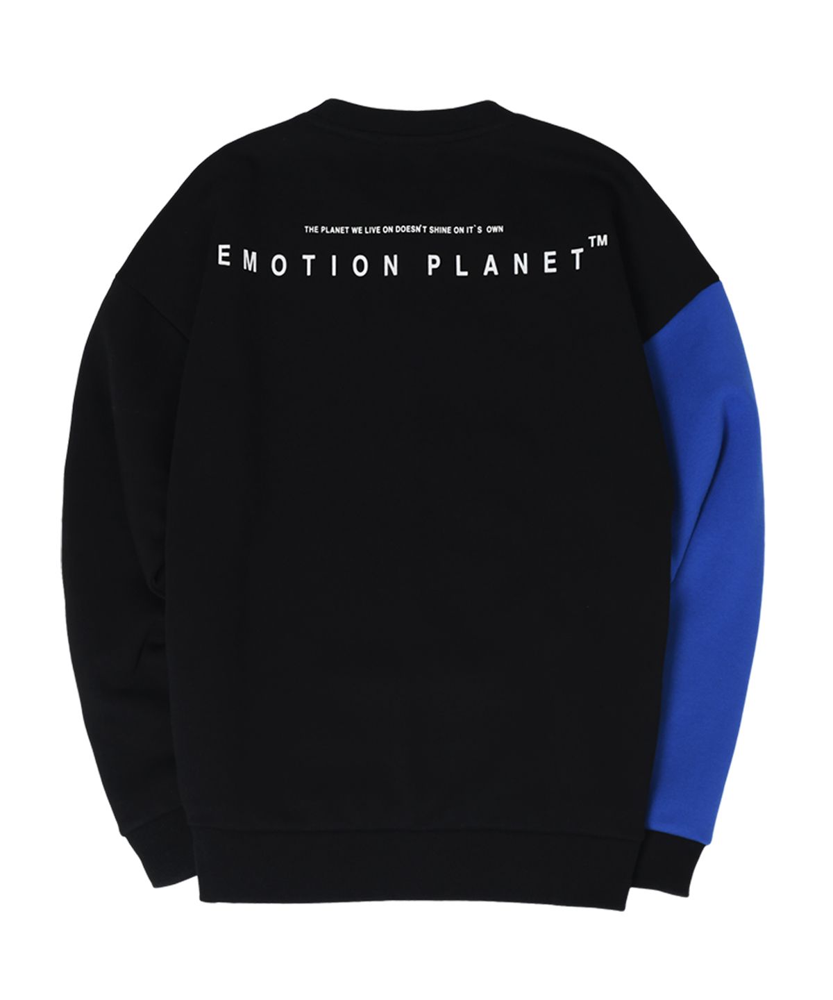 이모션플래닛(EMOTION PLANET) 하프 엔 하프  오버 스웻 셔츠 (블루)