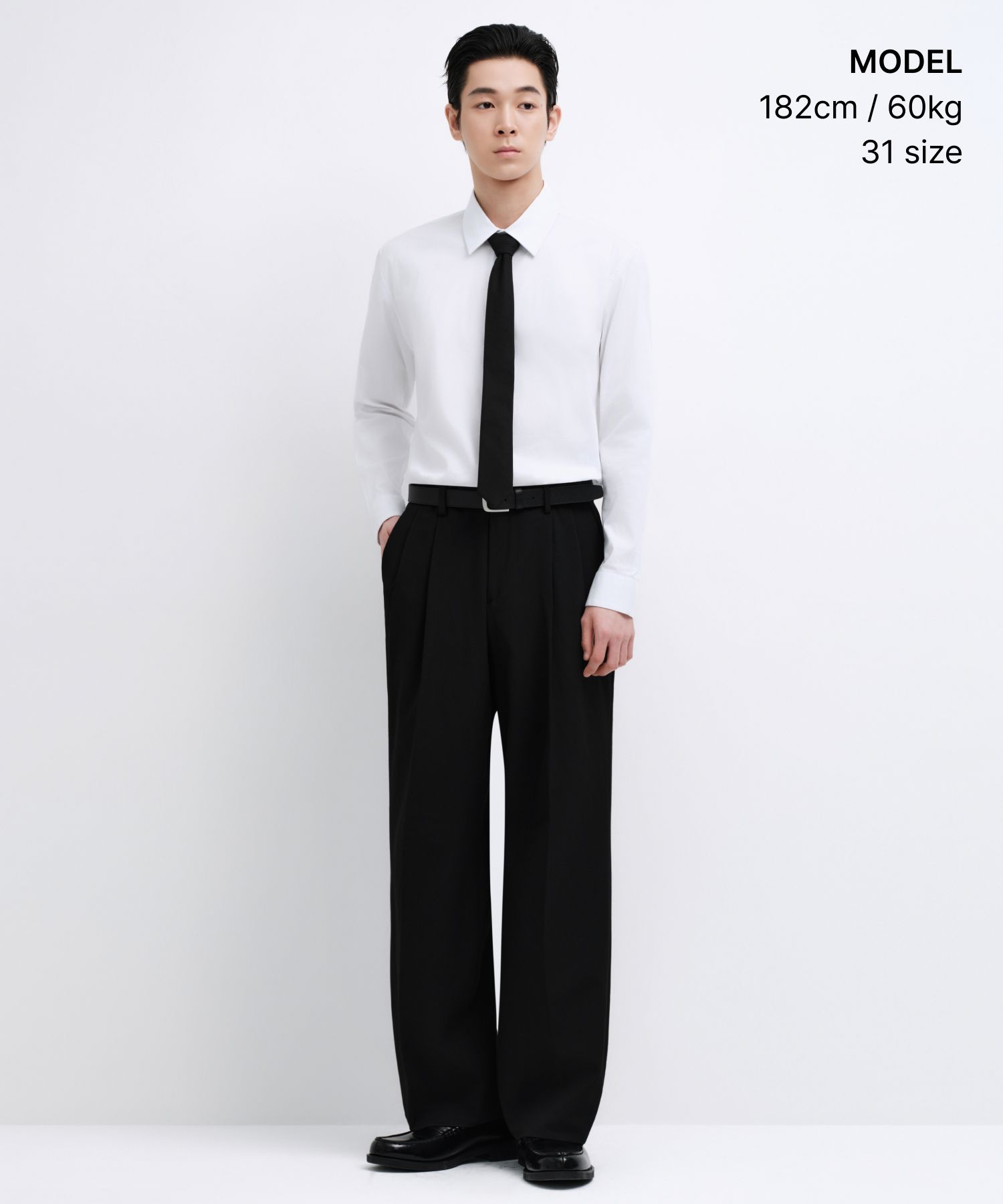MUSINSA | MUSINSA STANDARD Real Wide Hidden Banding Slacks [Black]