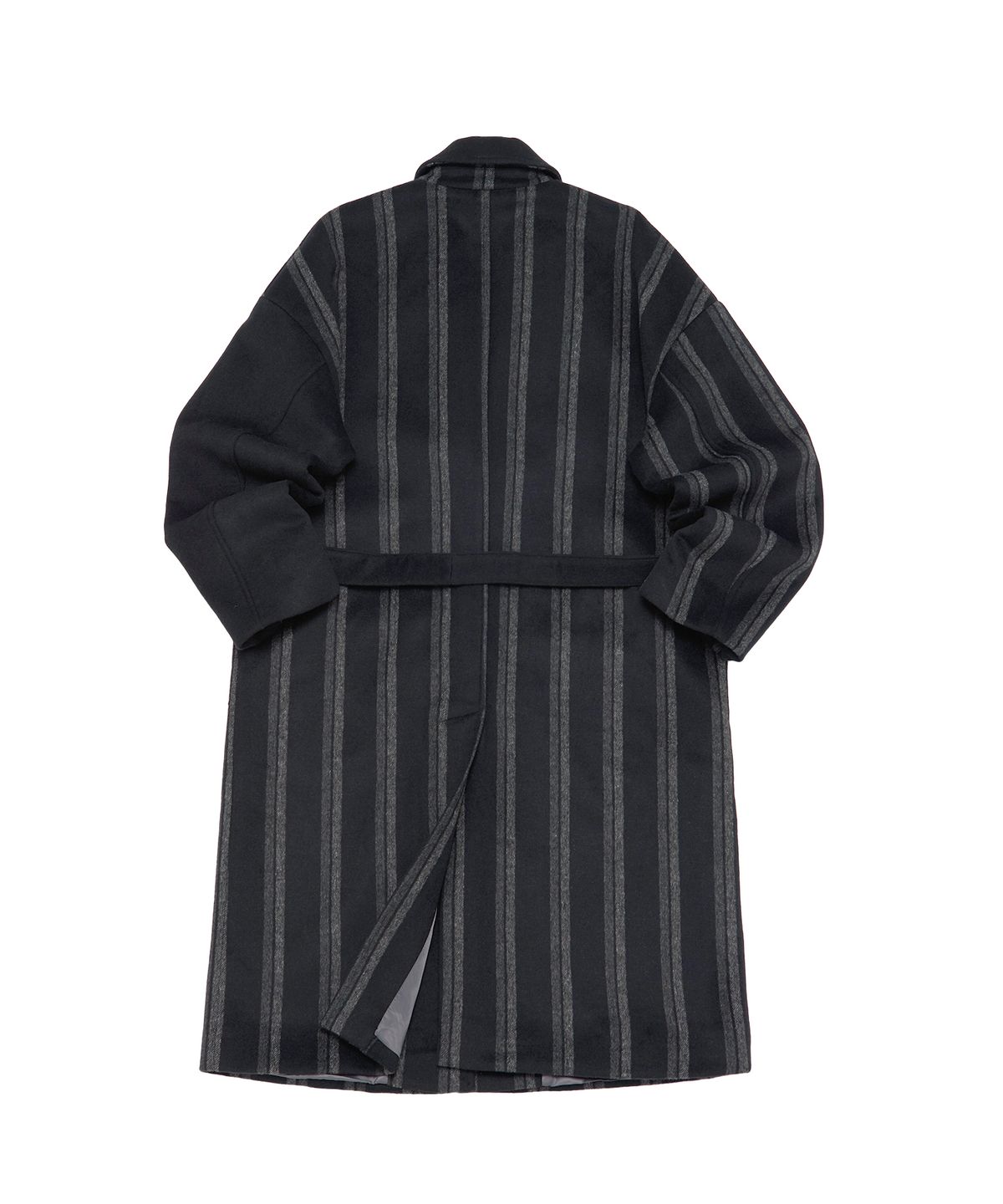 어낫띵(A NOTHING) STRIPE COMBINATION WOOL ROBE COAT (Black)