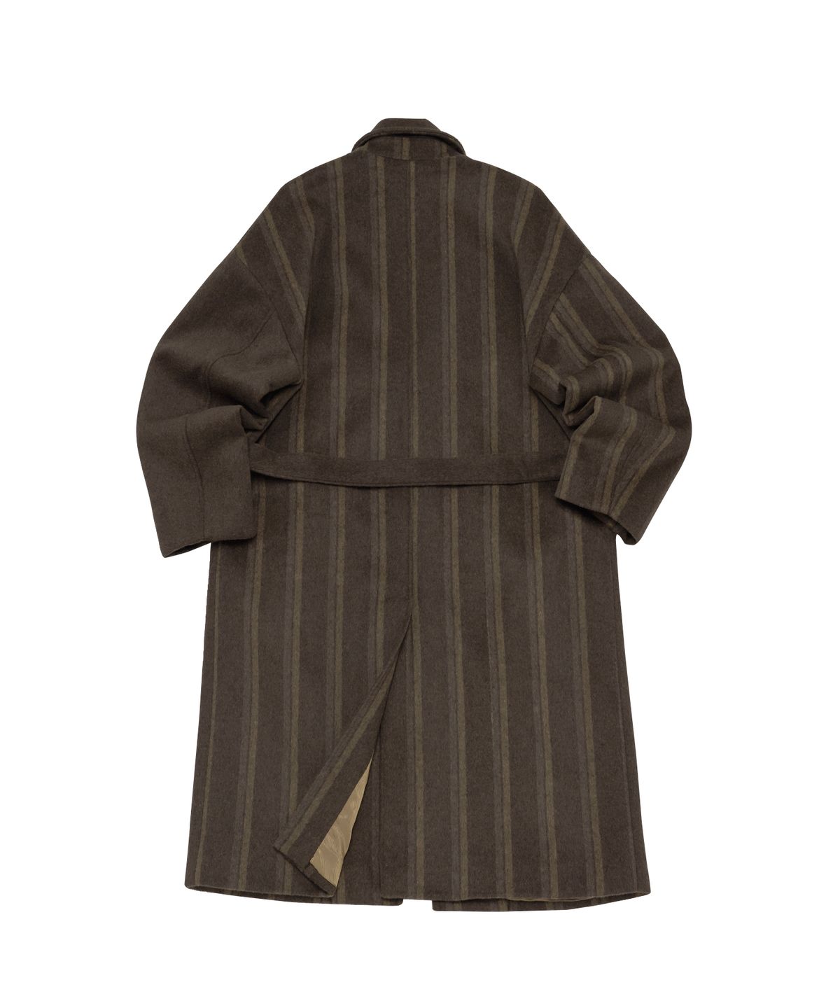 어낫띵(A NOTHING) STRIPE COMBINATION WOOL ROBE COAT (Brown)