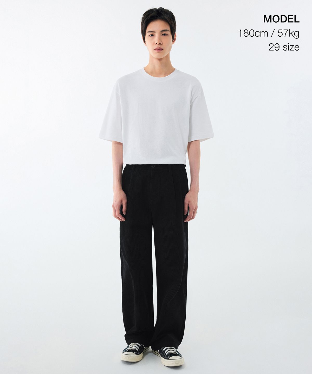 무신사 스탠다드(MUSINSA STANDARD) 와이드 코듀로이 팬츠 [블랙]