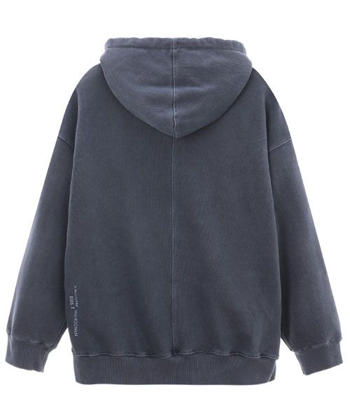 【INCHANT ME】[Unisex] Miyu Overfit Hoodie Retro Cropped Zip-Up Hoodie (Cement/Black) [Boxy + Oversized