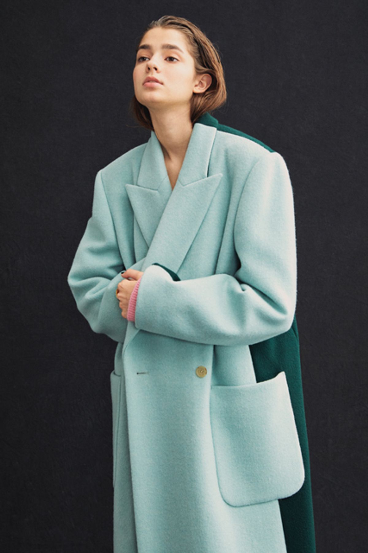 대중소(DAEJOONGSO) No5. Half & Half Coat ( Mint + Green ) 반반코트