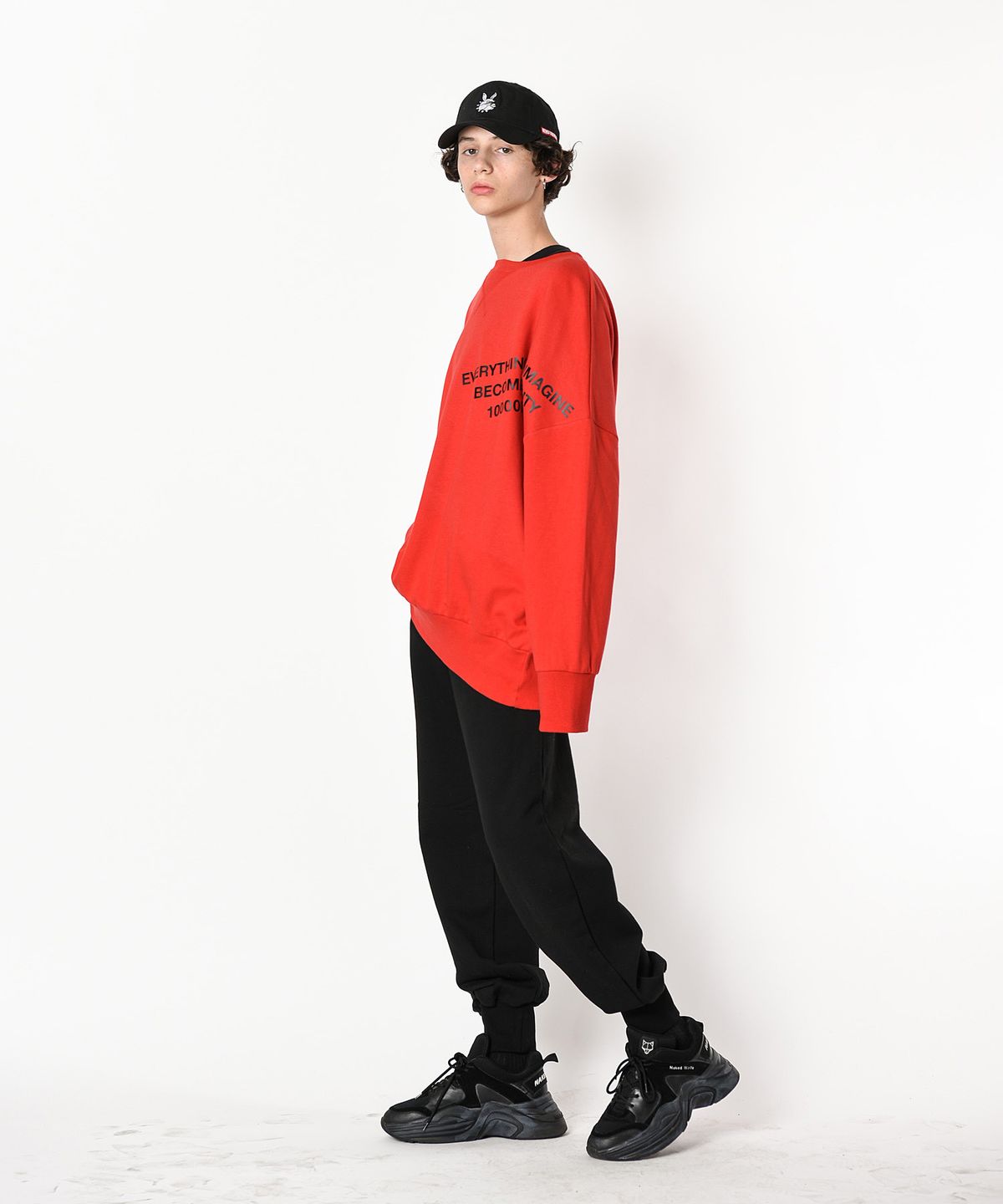 레이쿠(REIKU) rk reality overfit mtm red 오버핏 맨투맨