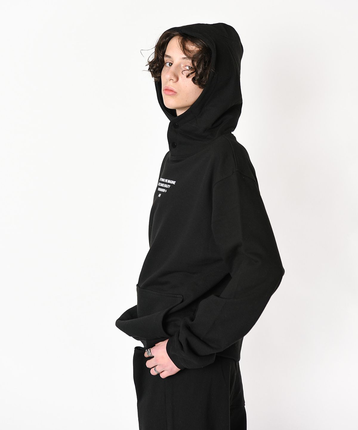 레이쿠(REIKU) rk imagine snap hoodie white  버튼 후드티