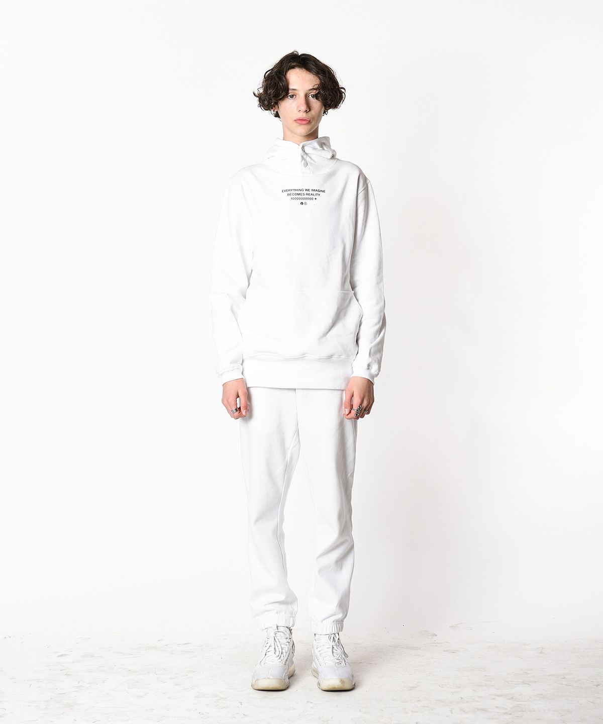 레이쿠(REIKU) rk imagine snap hoodie white  버튼 후드티