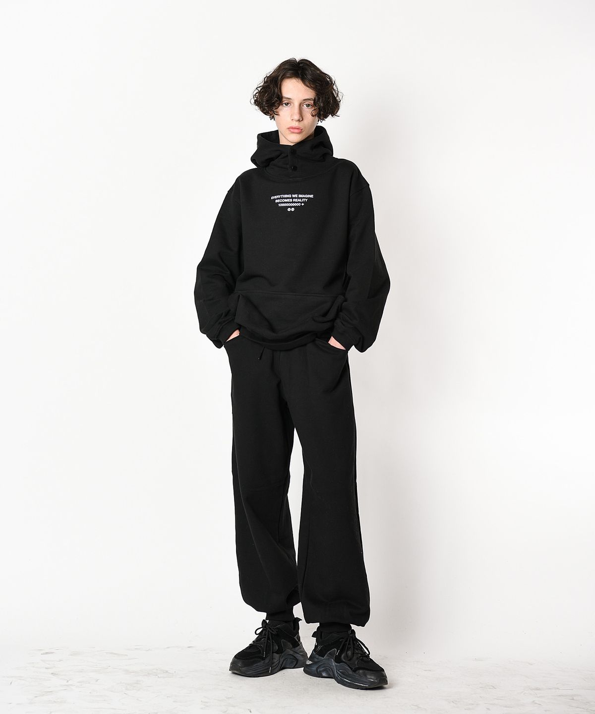 레이쿠(REIKU) rk imagine snap hoodie black  버튼 후드티