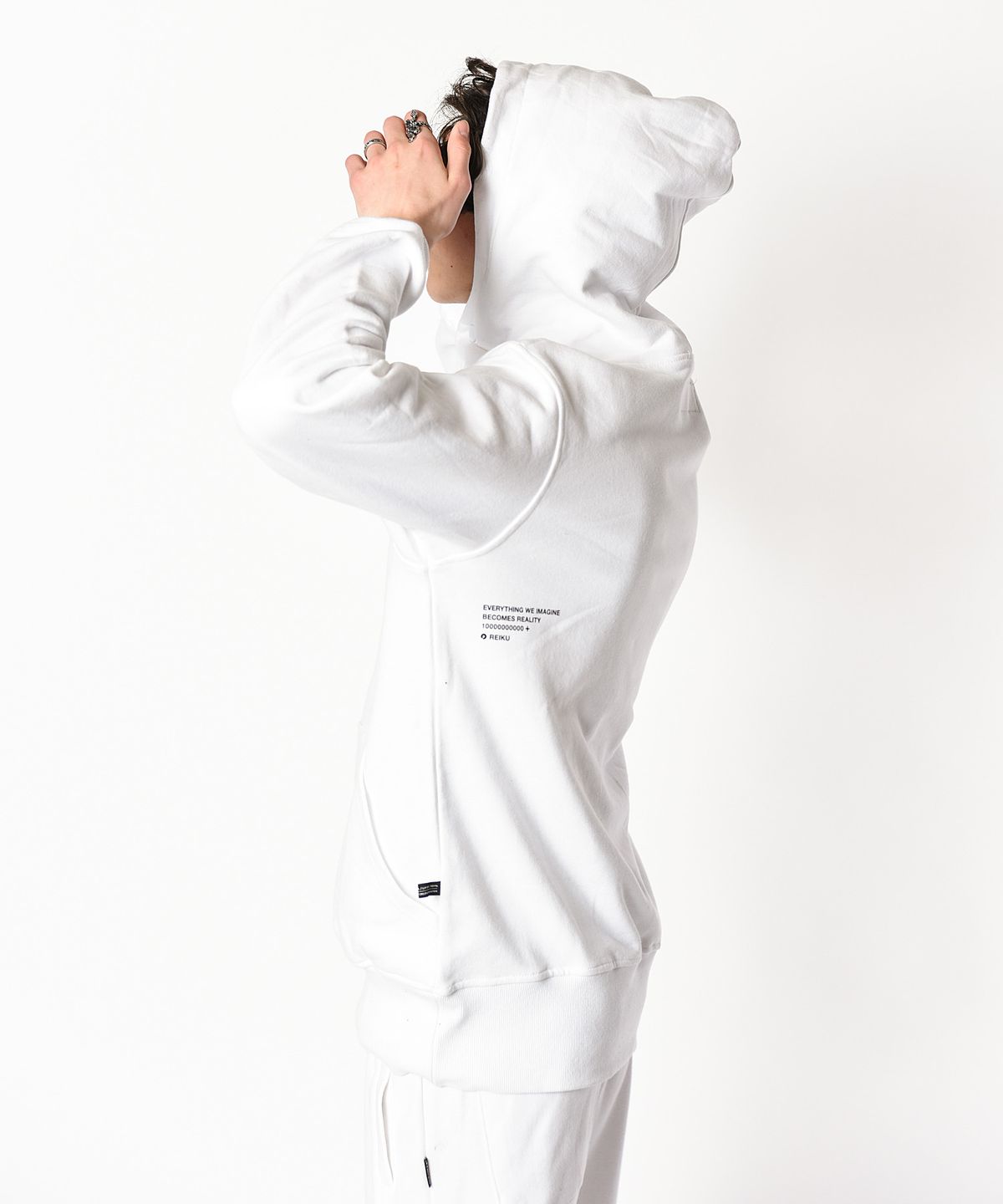 레이쿠(REIKU) rk imagine-s snap hoodie white 버튼 후드티